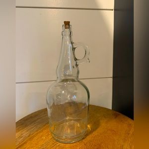 Clear Glass Vinegar Bottle With Handle and Cork Stopper Stands 7 Inches